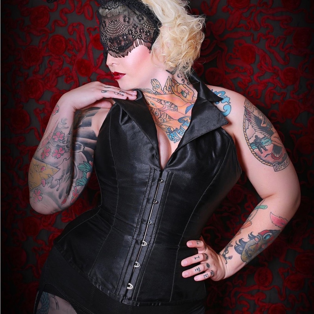 Versatile Fashion Black Satin Tightlacing Corset 22"